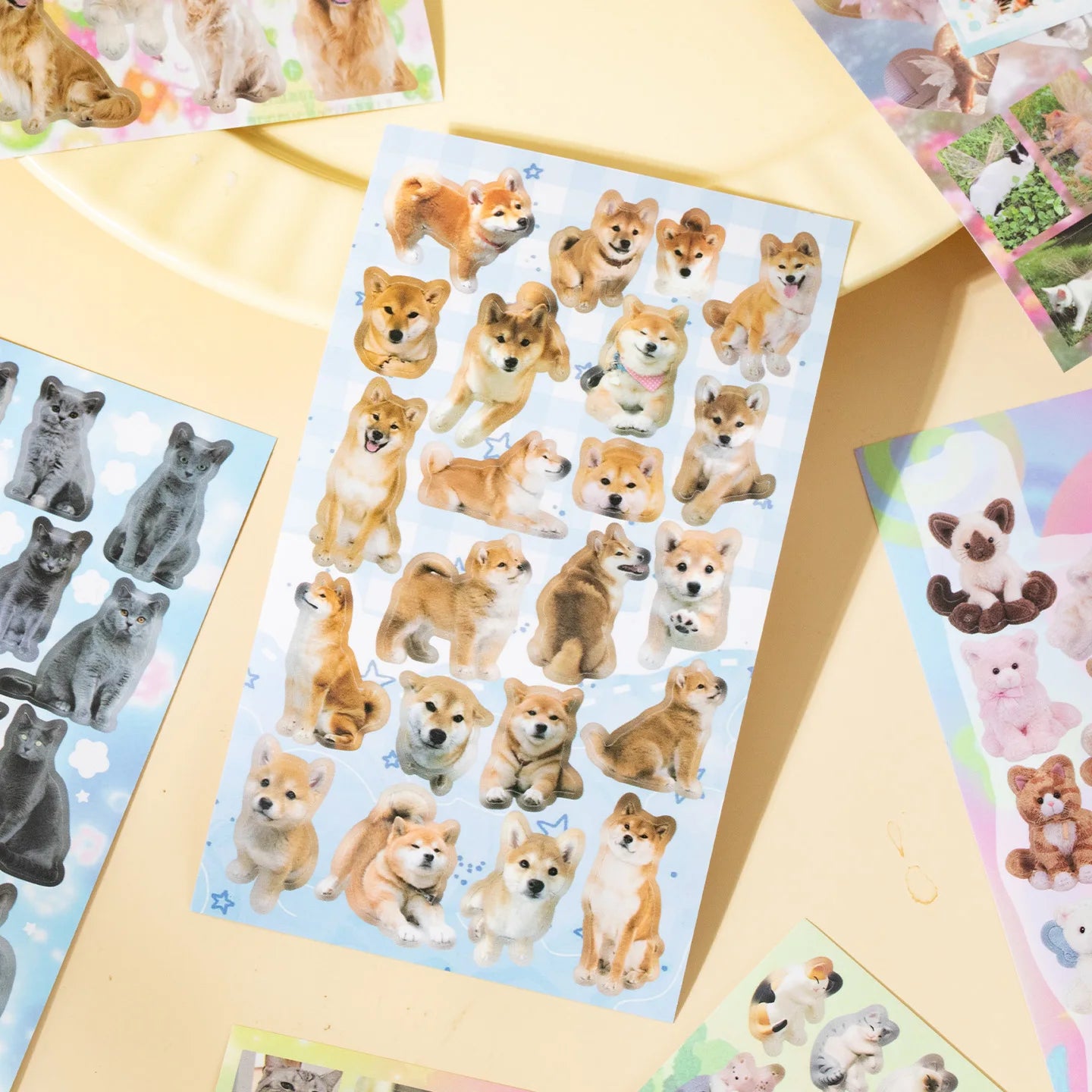 Cute PET Die Cut Stickers Book - 20/40 Sheets Cartoon Pet Theme Handmade Scrapbooking Material for Phone Stickers Qme