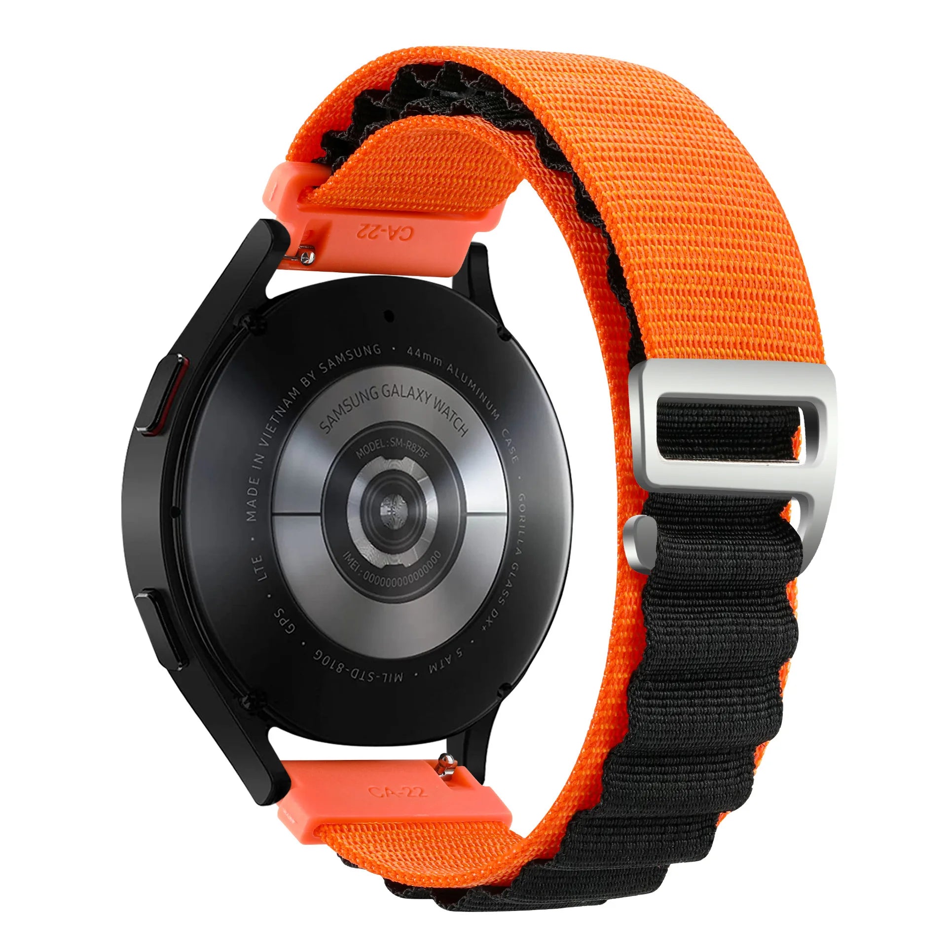 A Alpine Nylon Wrist Strap 18/20/22mm Outdoor Sport Sweatproof Compatible with Huawei Watch GT6 5 4 Samsung Watch Series 4-7 Qme OrangeBlack 22mm