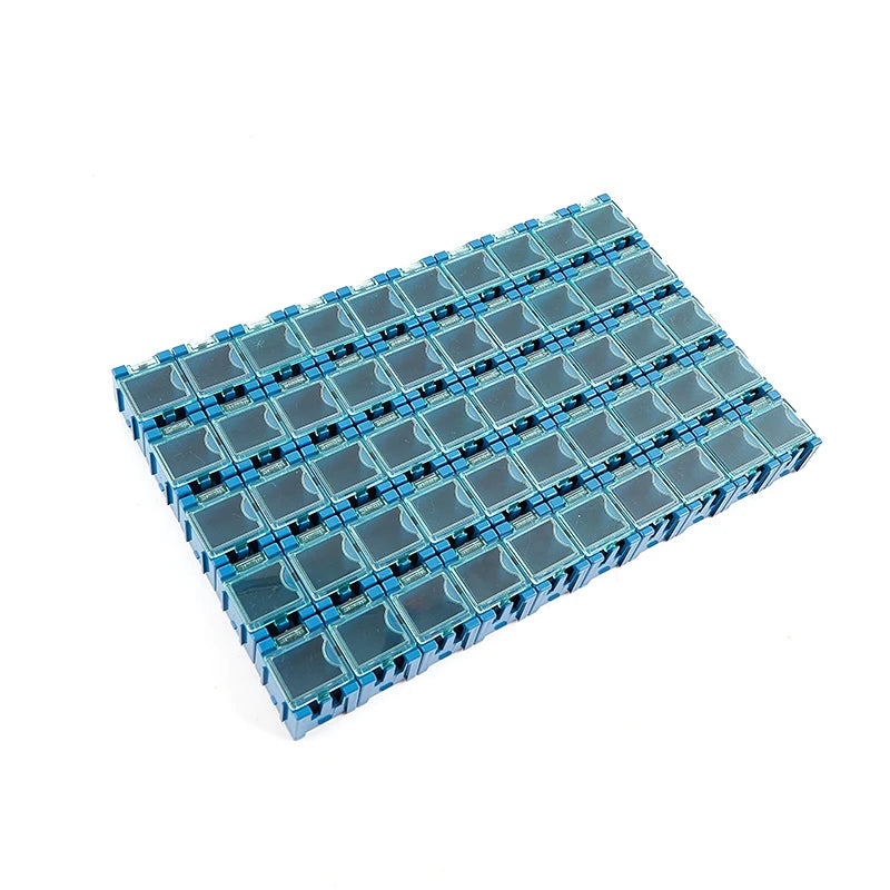 50Pcs/Set SMD SMT Electronic Component Container Mini Storage Boxes kit desk organizer Qme Blue