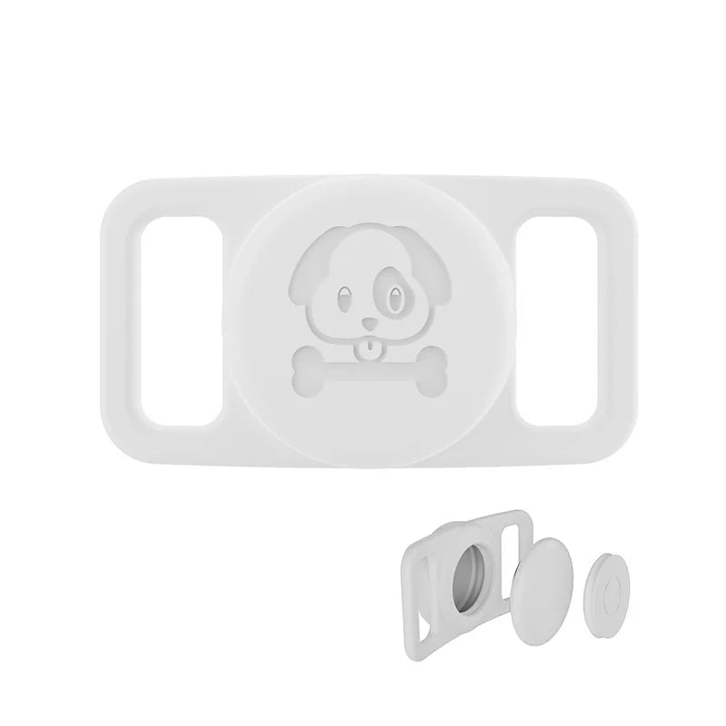 Waterproof case For Airtag Dog Collar Holder Case Lightweight Stretchable Tracker Cover Silicone Protector Protective Accessory Qme White