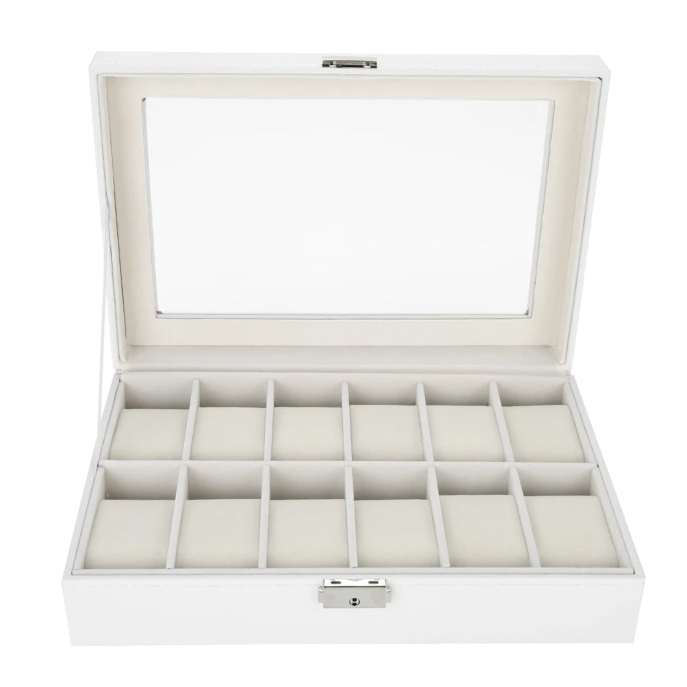 Watch Display Case 12 Grids PU Leather Watch Holder Wristwatch Display Case Jewelry Gift Storage Box Organizer for Watchmaker Qme