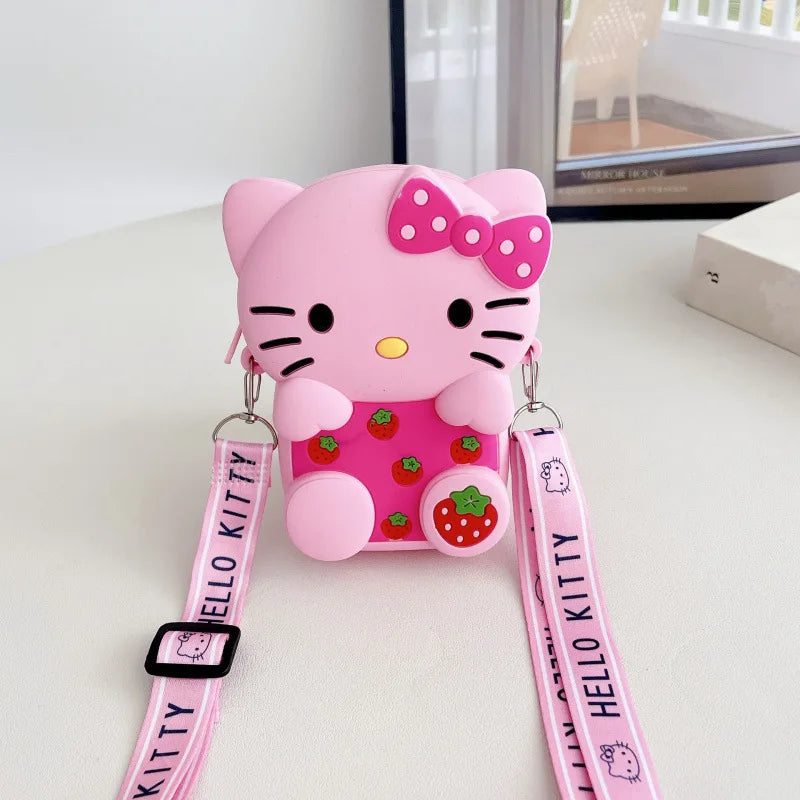 Hello Kitty Cartoon Coin Purse Cute, Instagram-Style Fashion Bag for Students Silicone Key Crossbody Bag Qme 1