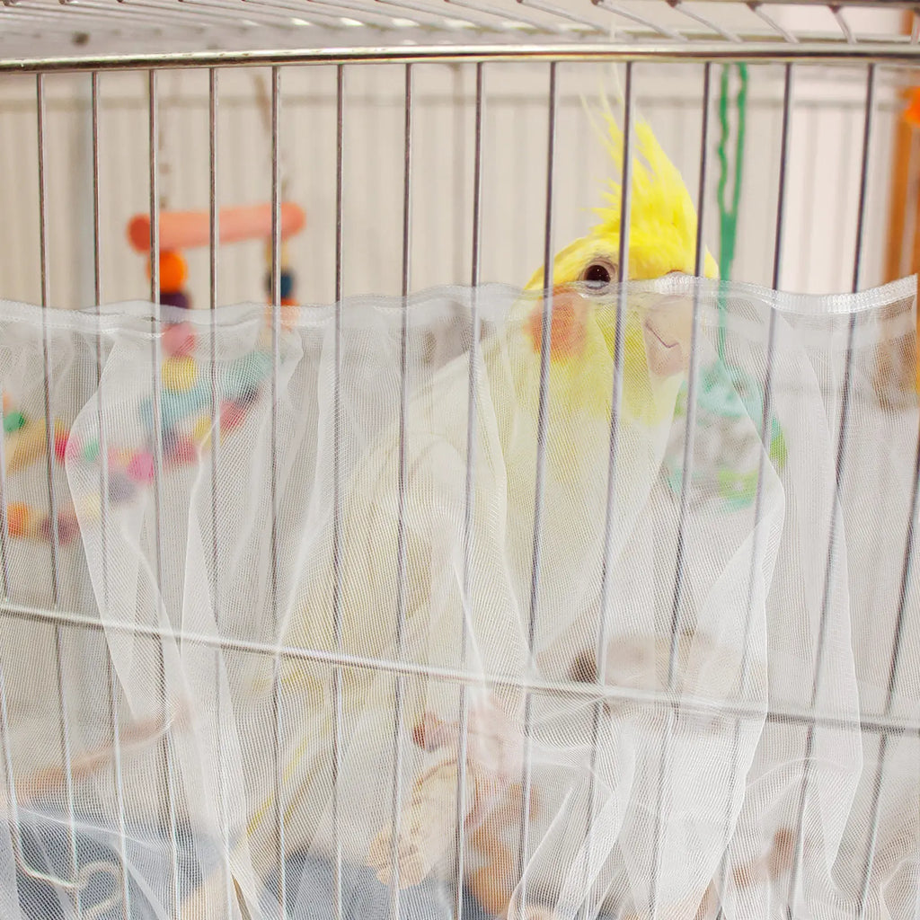 2Pcs Bird Cage Protective Cover Breathable Fine Mesh Net Dust Guard for Indoor Outdoor Parrot Cage Parakeet Conure Seed Catcher Qme