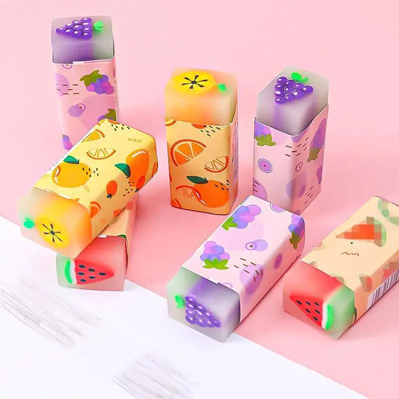 Back School Supplies Cute Fruit Jelly Erasers Fun Animal Shaped Qme