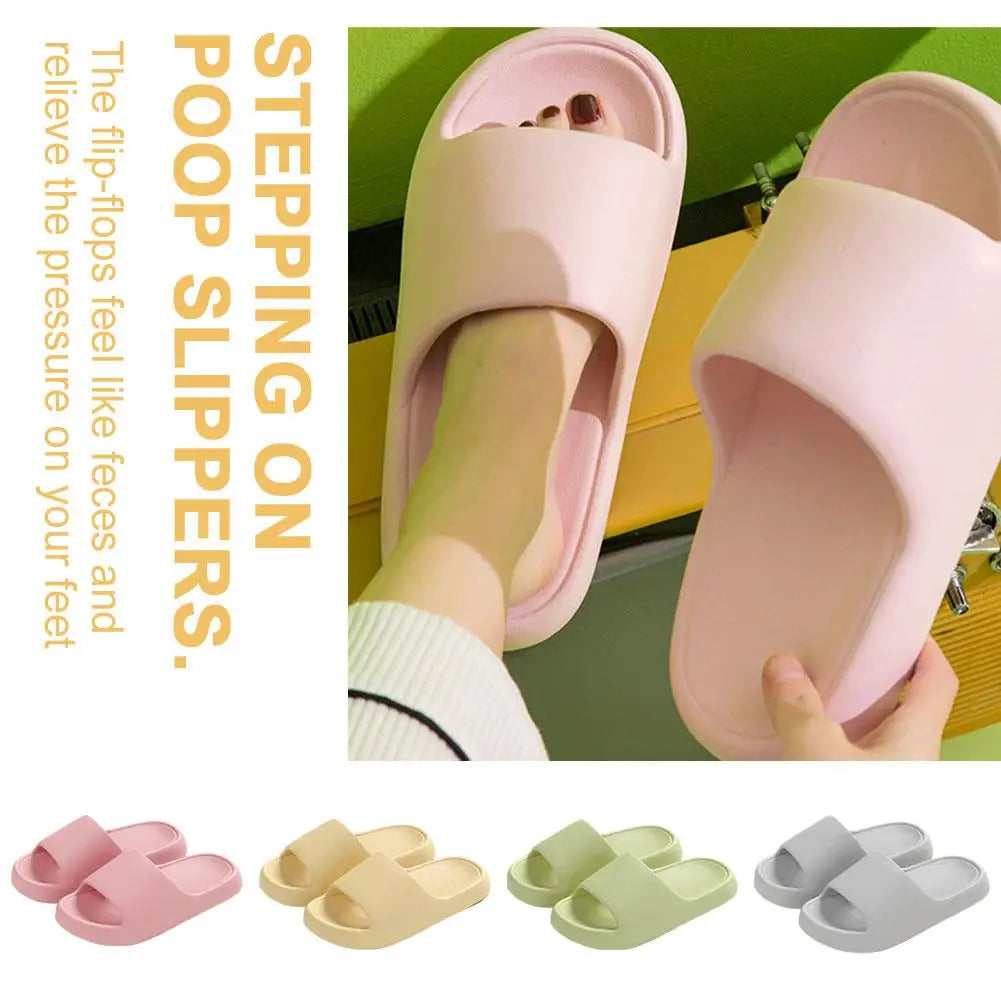 Unisex Bathroom Slippers Cloud Cushion Slides Summer Flat Sandals Thick Platform Shoes Man Indoor Non-Slip Couple Flip Flops Qme