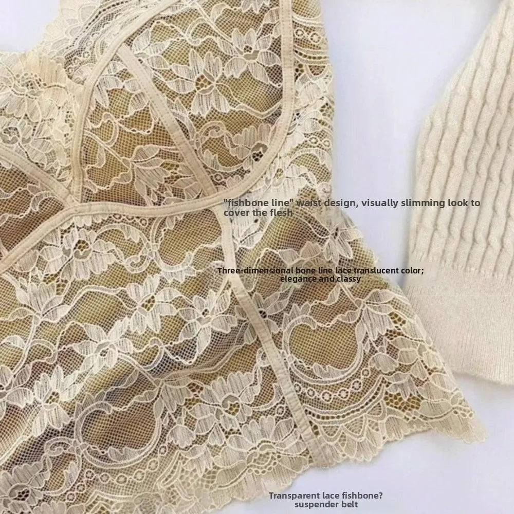 Mesh Flower Slim Lace Crop Sweet Camisoles Summer Girl's Vest Spicy Qme