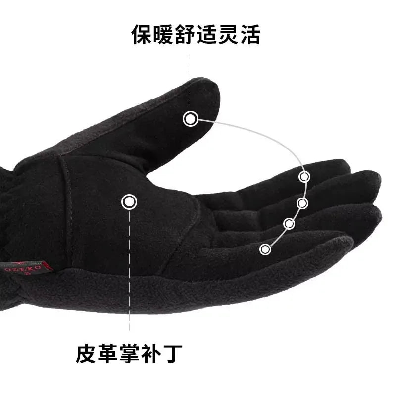 Winter Gloves Deerskin Leather Water-Resistant Windproof Insulated Work Glove for Driving Cycling Hiking Snow Skiing 8008 Qme