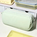 Zipper Pen Bag Simplicity Solid Design Large Capacity Pencil Case Qme Green