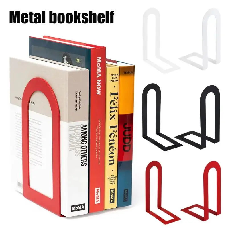 Heavy Duty 1 Pair L-shaped Iron Bookends Space-saving Design Ideal Qme
