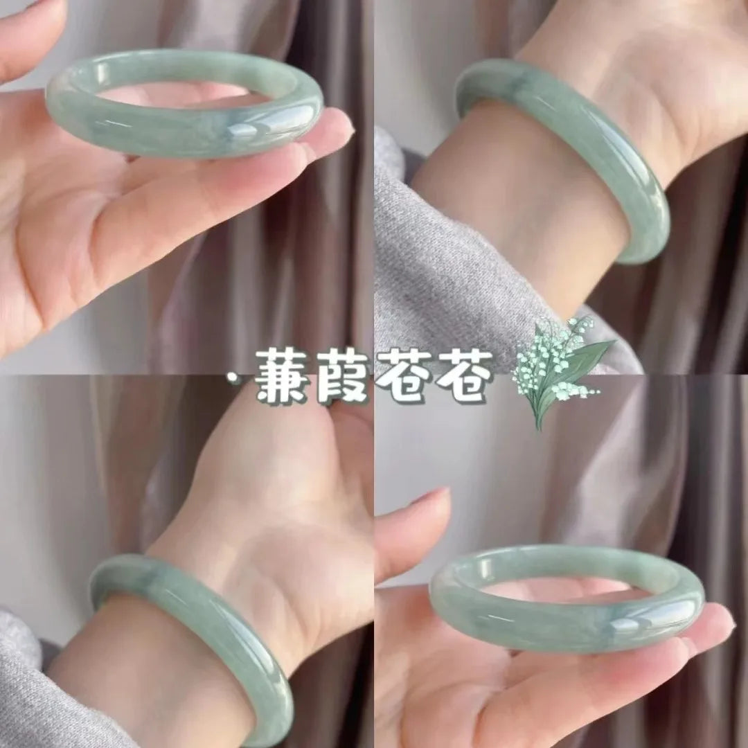 Beautiful Guifei Round Strip Thick Glass Anti Jade Ice Penetrating Bangle Bracelet Ancient Palace Hanfu Jewelry Accessories Qme graphite 58-62mm