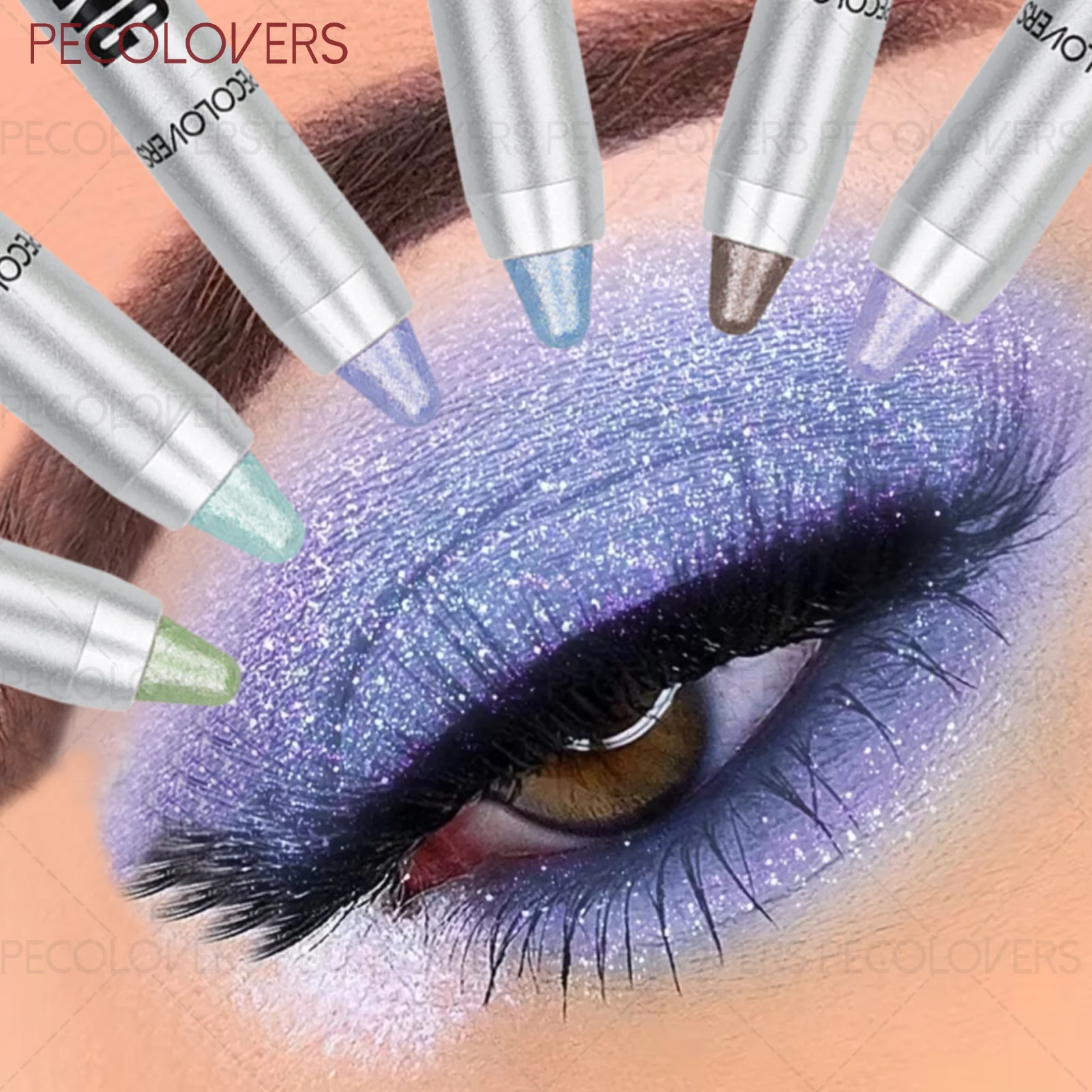 Long-lasting Dual-ended Shimmer Eyeshadow Stick Blue Green Violet Qme