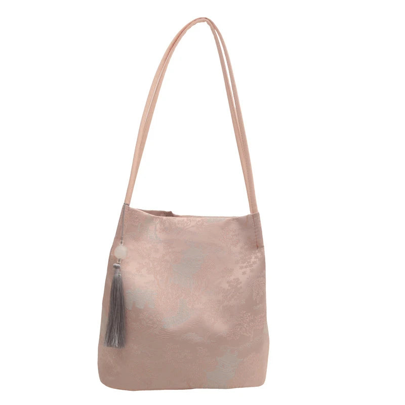 Women's Shoulder Bags New Chinese Style Temperament Elegant Advanced Retro Tote Bag Fashion Large Capacity All-match Handbags Qme one size D