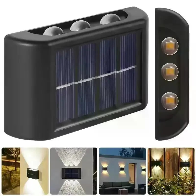 Solar Wall Lamp Outdoor Waterproof Solar Fence Lights Solar Powered Up Down Lighting Garden Yard Street Decoration Wall Lights Qme