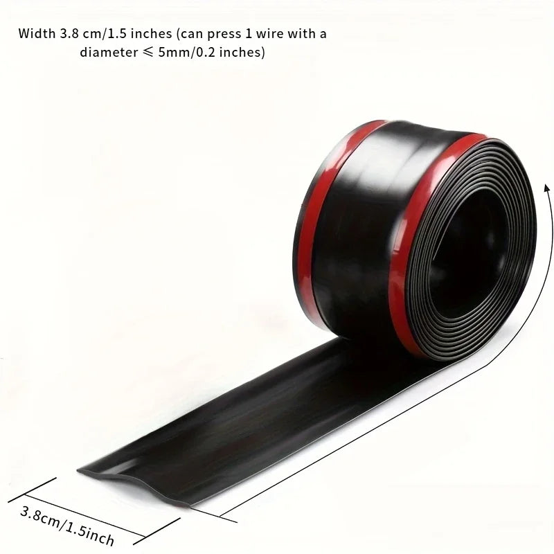 Cable Cover Protector PVC Self-Adhesive Wire Protection Strip Wear Resistant Prevent Trip Wall And Floor Wire Organizer For Home Qme Black-3.8cm 5M