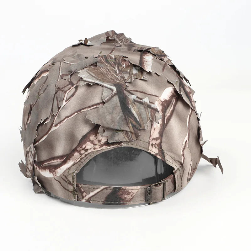 Tactical Camo Baseball Cap Army Green Leaf Print Bendable Brim Soft Qme