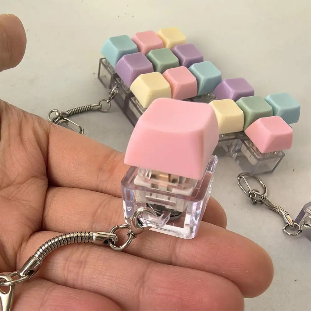 Keyboard Caps Toy Press Stress Relief Fidget Button Key Caps Fidget Keychain Keyboard Keychain Toys Finger Keyboard Key Toy Qme