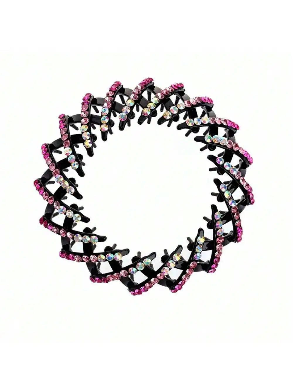 Tie Up Ponytail Bird's Nest Hair Loop Rhinestone Grabbing Clip Qme