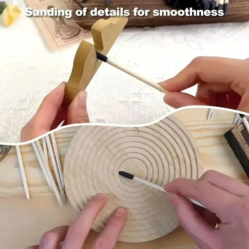 10/20/100Pcs Sanding Sticks Matchsticks Sanding Twigs Fine Detailing Sanding Sticks for Plastic Models Wood Hobby Polishing Qme