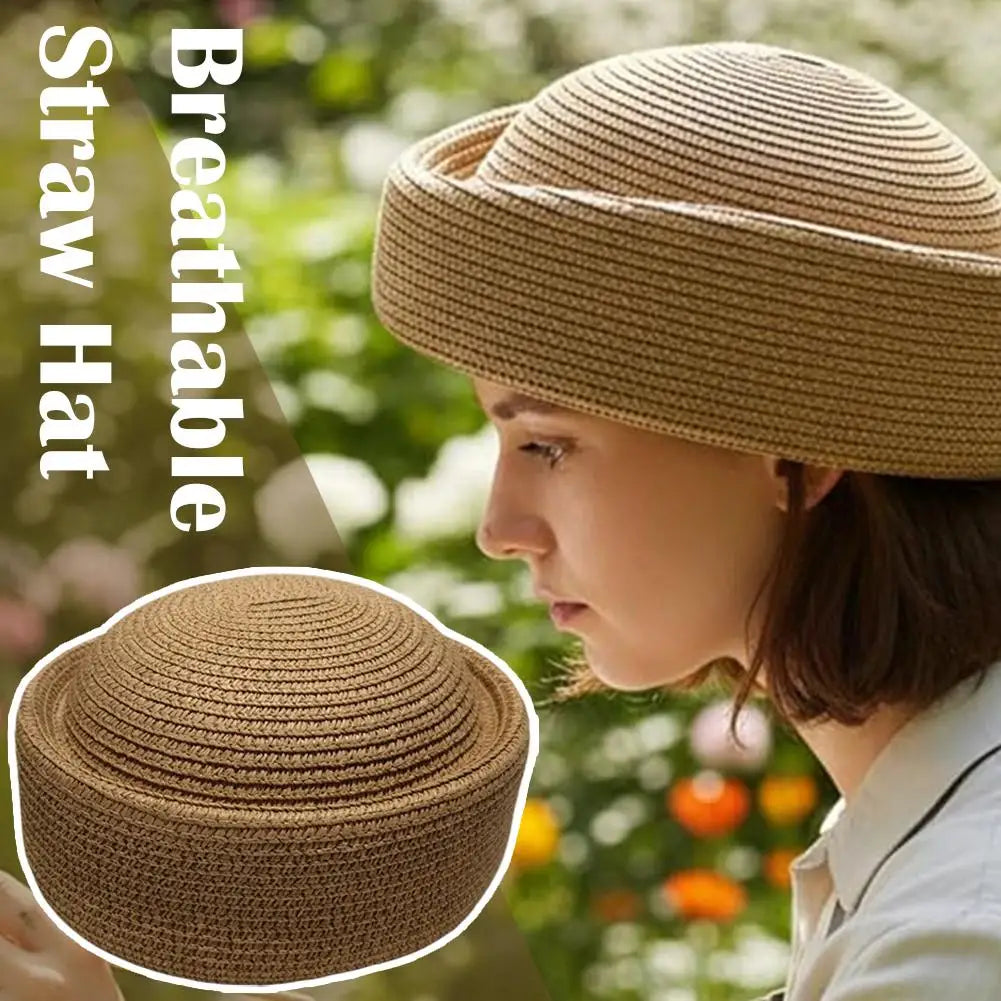 Round Raffia Straw Hats Women's Hat Summer Sunscreen Outdoor Qme