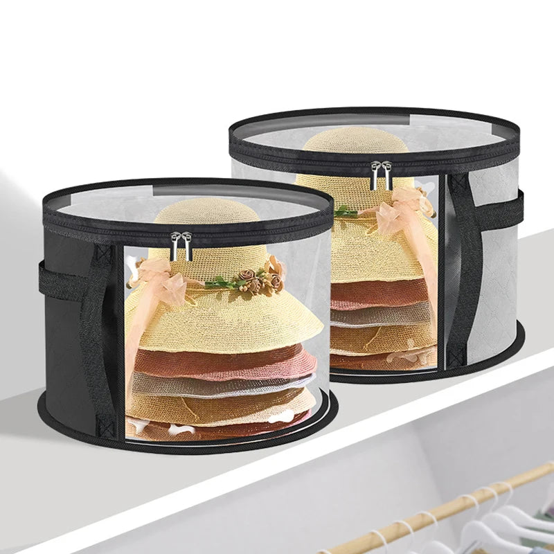 Clear Collapsible Hat Storage Organizer Zipper Large Front Window Qme
