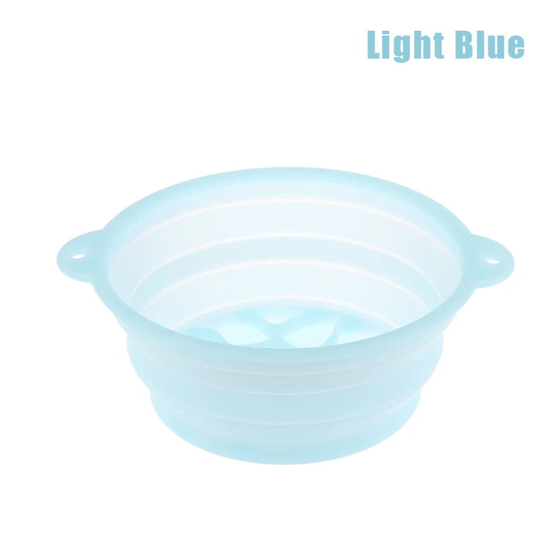 Foldable Silicone Face Ice Bath Bowl Portable Basin Facial Plunge Qme Light blue