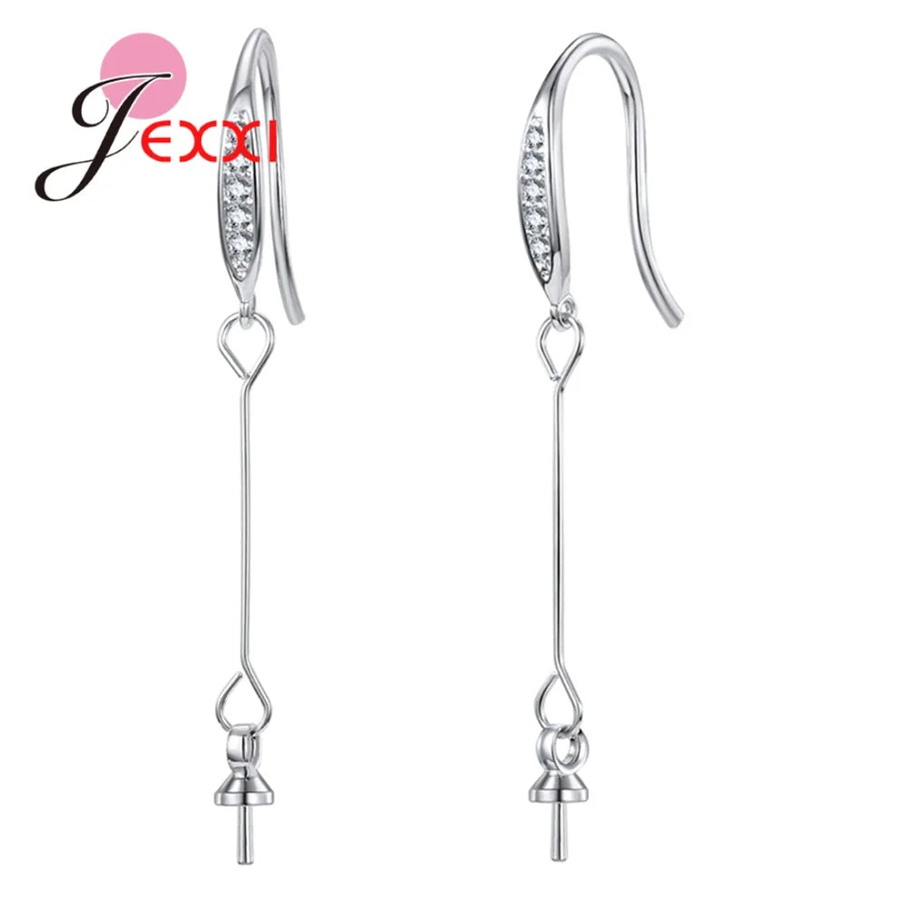 Big Promotion Genuine 925 Stamp Sterling Silver Color Earrings Findings Sparkling Earring Hooks Three Style For Choice Wholesale Qme
