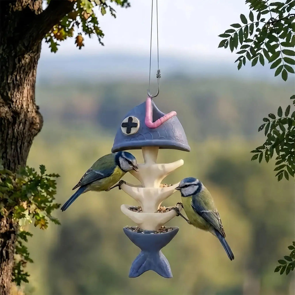 Bird Feeder Resin Creative Novelty Fish Bone Rack Outdoor Outside Qme