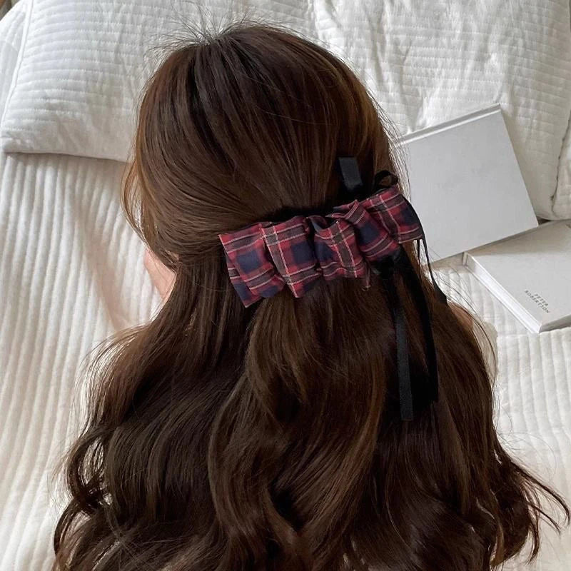 Fashion Women's Blue Bow Hair Accessory Ponytail Female Vintage Qme