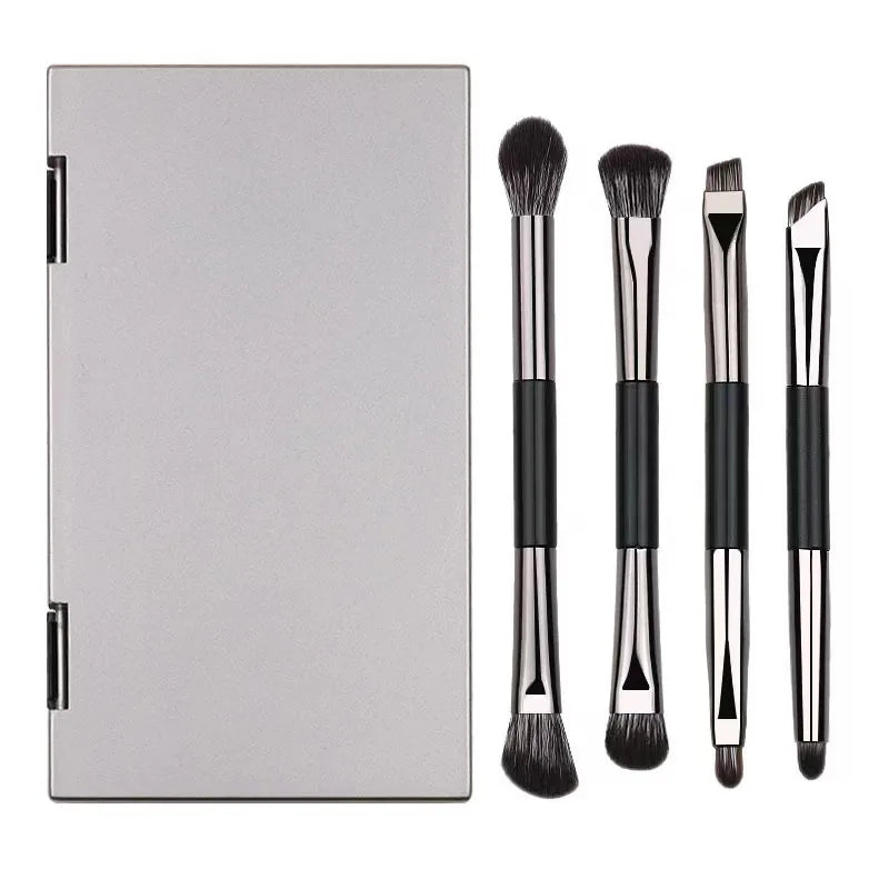 4-piece Double-headed Eye Shadow Brush Mirror Portable Nose Concealer Qme boxed