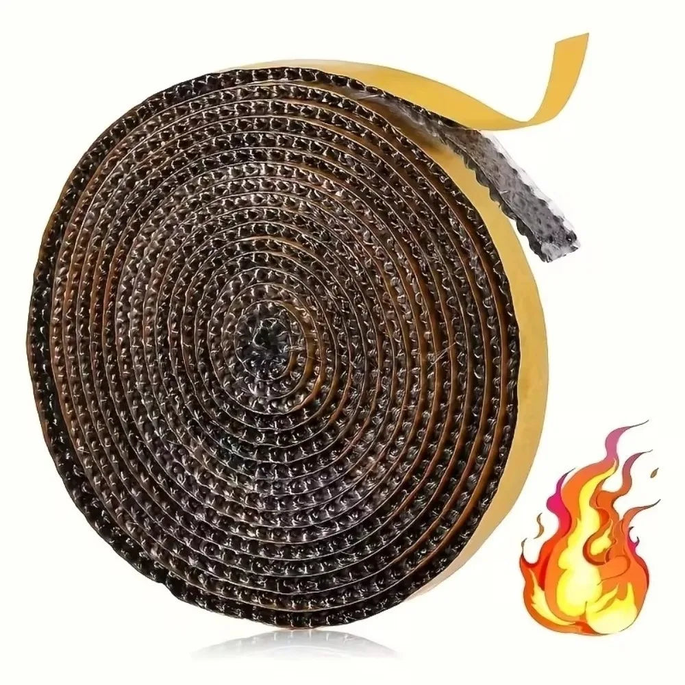 Self Adhesive Fireplace Seal Rope Heat Resistant Fiberglass Wood Stove Gasket Tape Flat Stove Sealing Rope Pellet Stove Qme 1roll