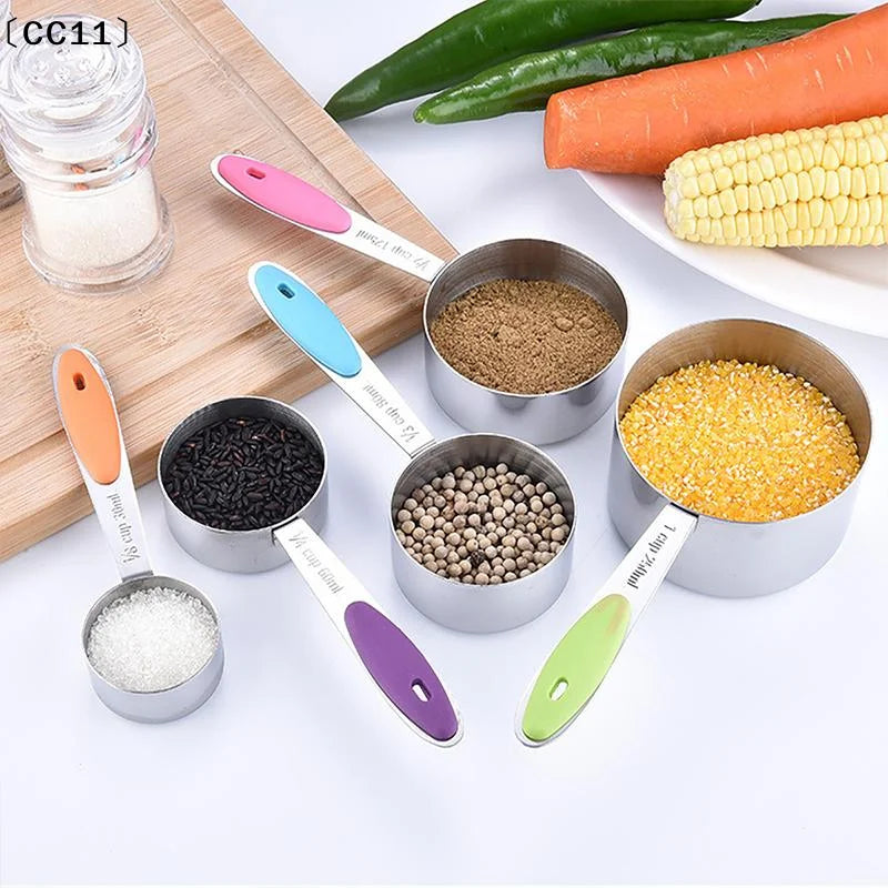 Stainless Steel Measuring Cups Spoons Kitchen Accessories Baking Cake Qme