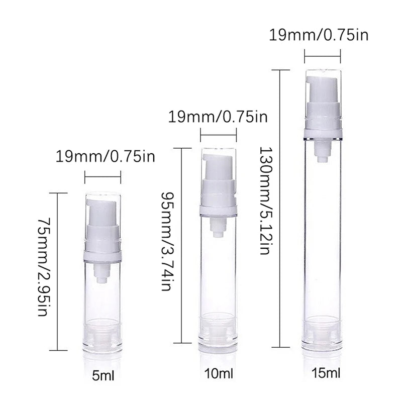 5 10 Vacuum Bottle Press Liquid Foundation Lotion Eye Cream Empty Qme