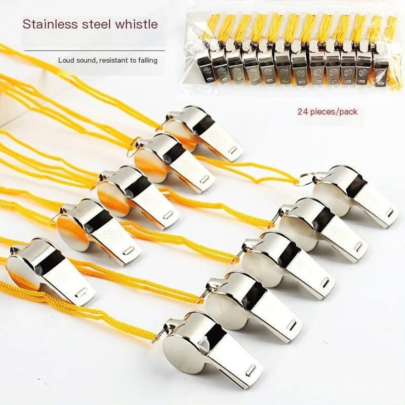 Loud Metal Whistle Team Sport Rope Strong Compact Wear Resistant Qme