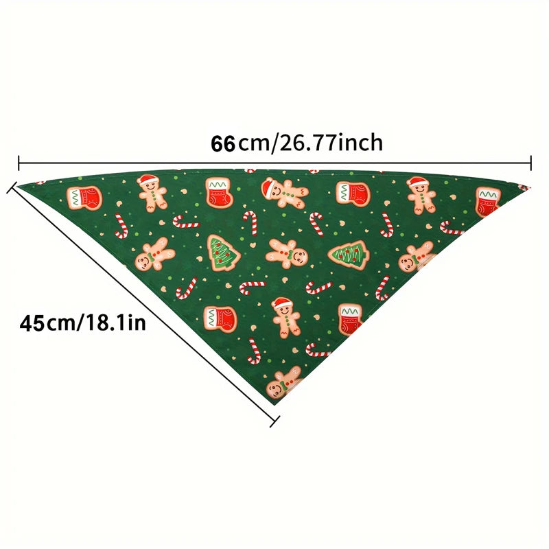 2-pack Christmas dog scarf, Christmas printed snowman pattern dog comfortable triangular bib scarf, washable pet collar Qme