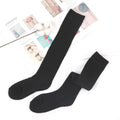 Mens Winter Compression Stocking Warm Hot Knee Long Leg Terry Thigh High Socks Cotton Thicken Cover Calf Male Socks Size 38-45 Qme black EU38-45