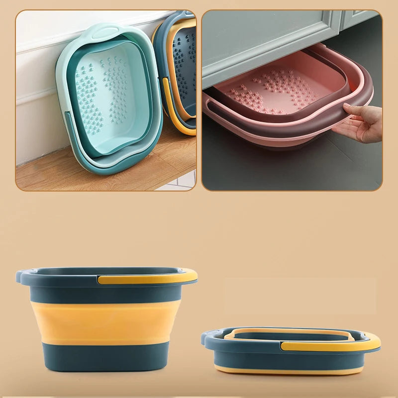 Foldable Foot Bath Massage Bucket Portable Folding Soaking Basin Spa Qme