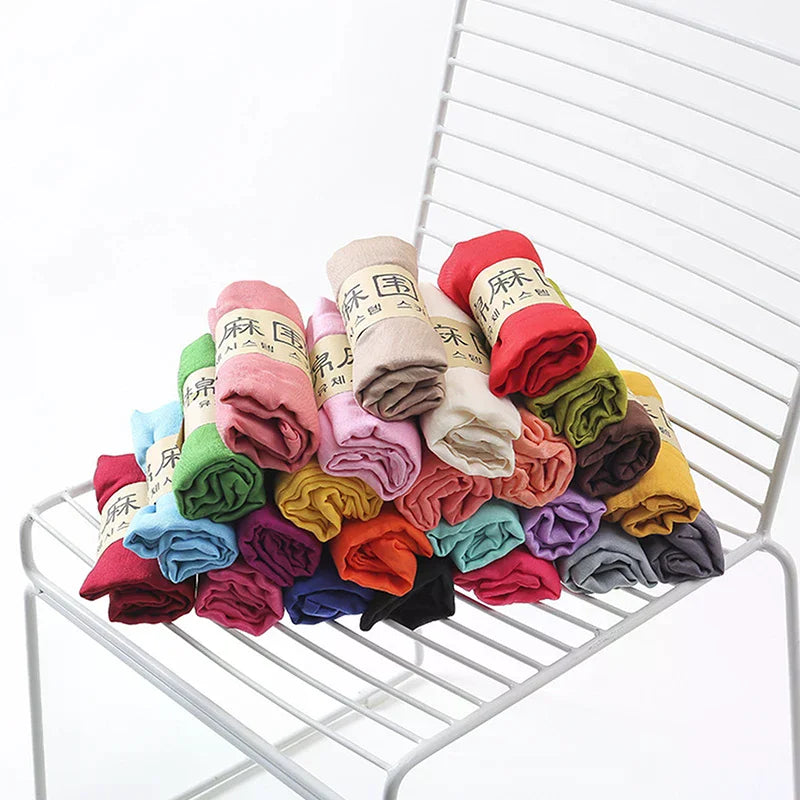 Women Native Windproof Scarf Shawls Wraps Solid Cotton Warm Scarves Qme