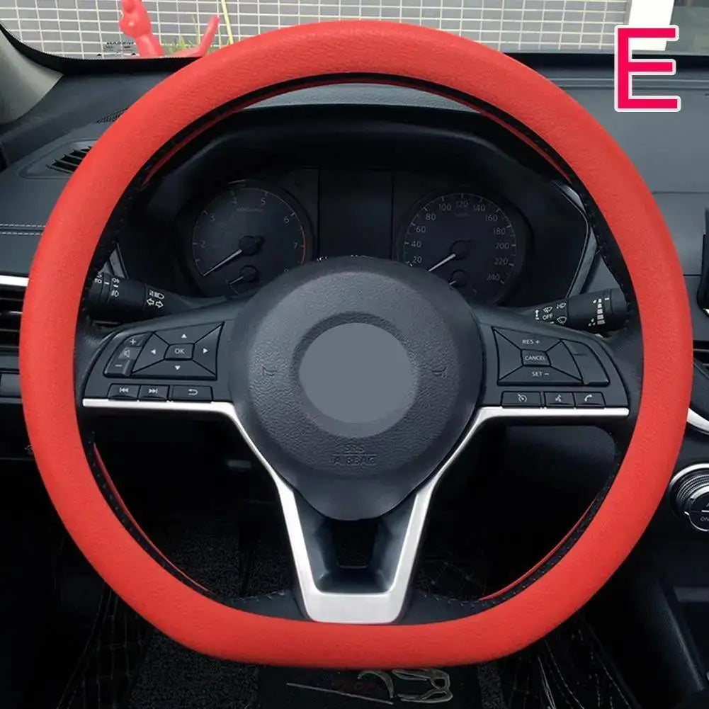 19 Color Car Silicone Steering Wheel Cover For Summer Fashion Sweat Absorbent Non-slip Handle Cover General DIY Parts Qme Red