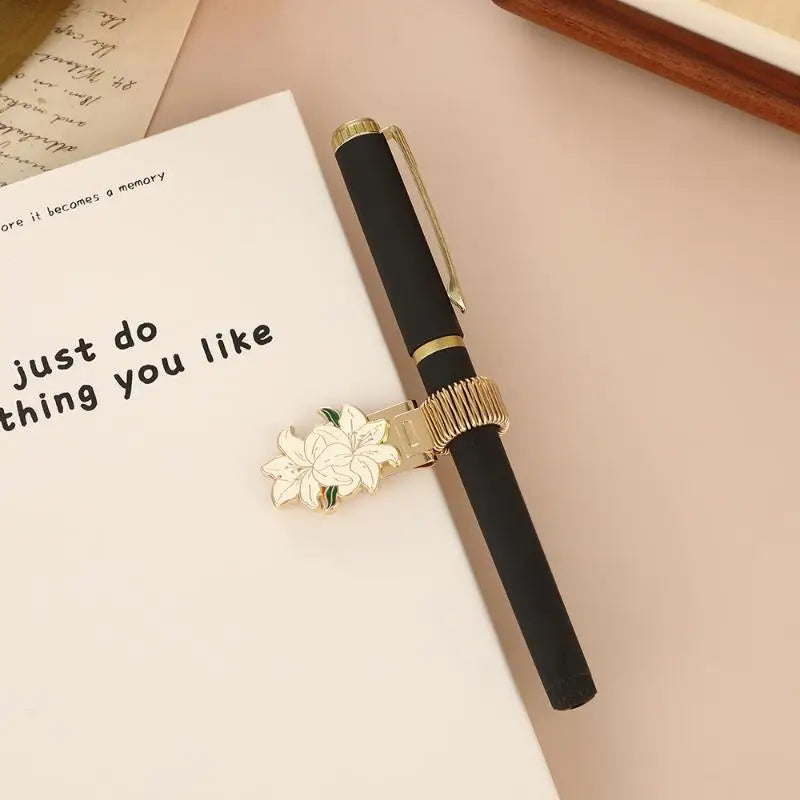 One Flower-themed Metal Pen Clip Creative Retro Spring Suitable Qme