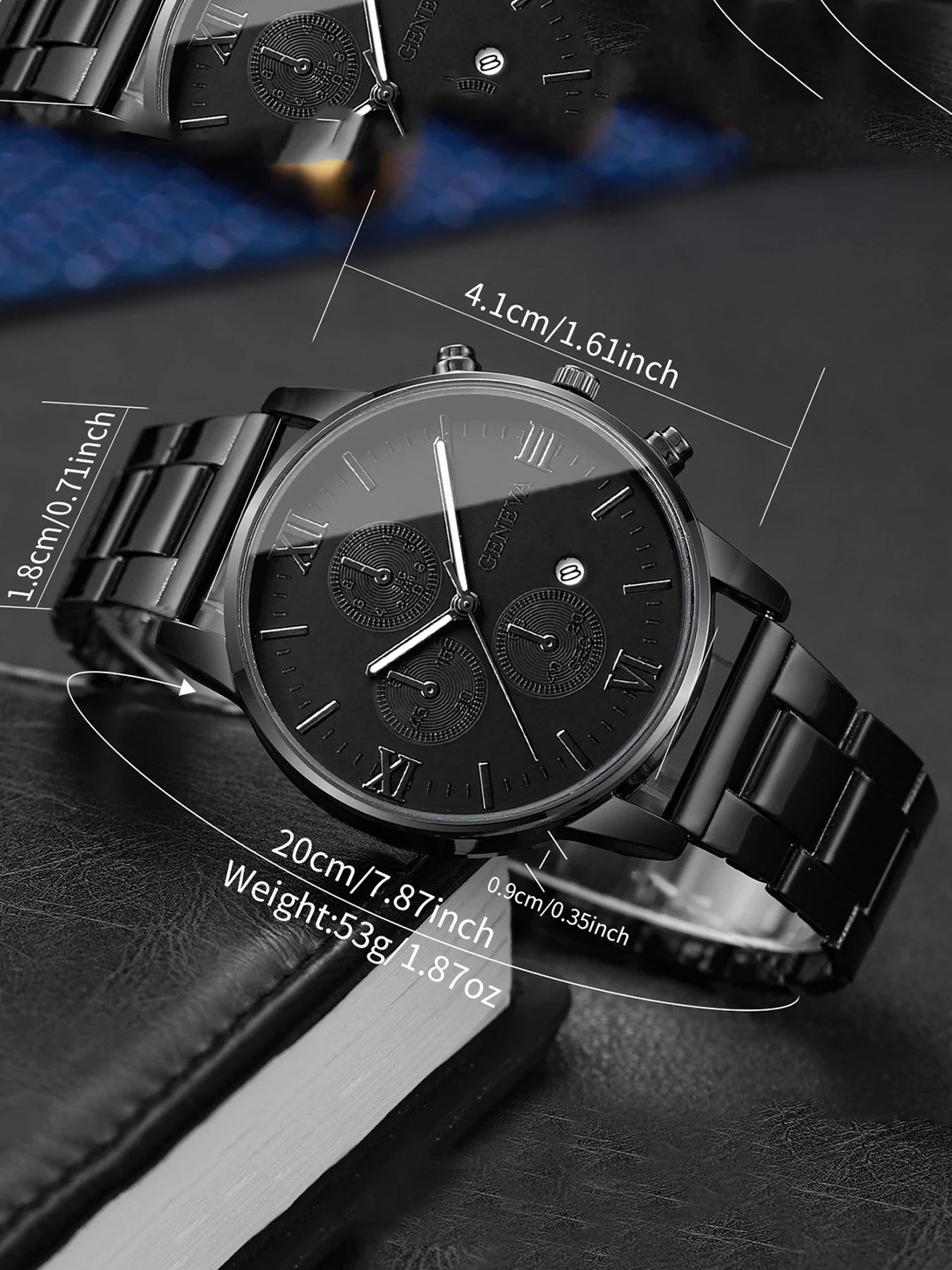 Men’s Black Chronograph & Simple Quartz Couple Wristwatch Pair Qme