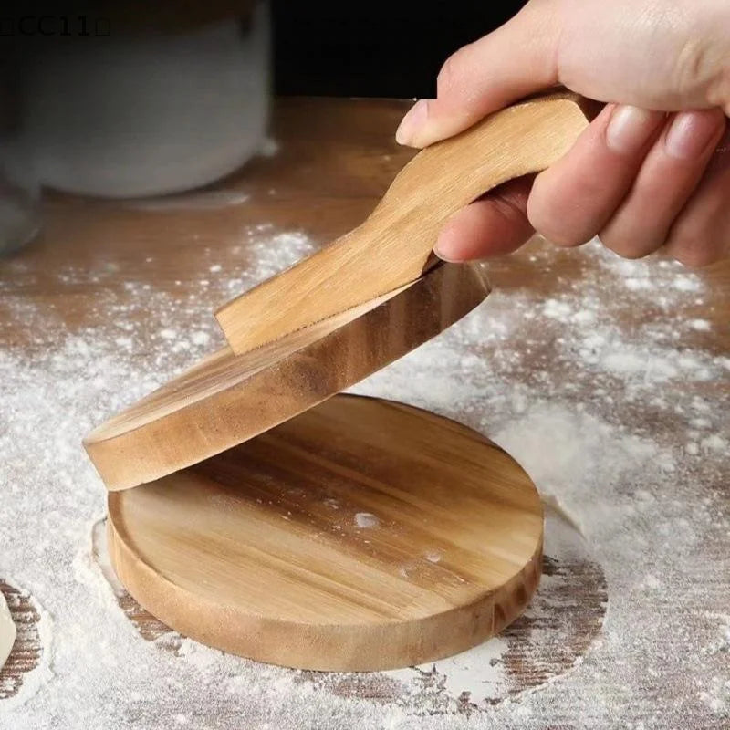 CC11Solid Wood Dough Press Tool Quick Easy Dumpling Skin Presser Home Qme