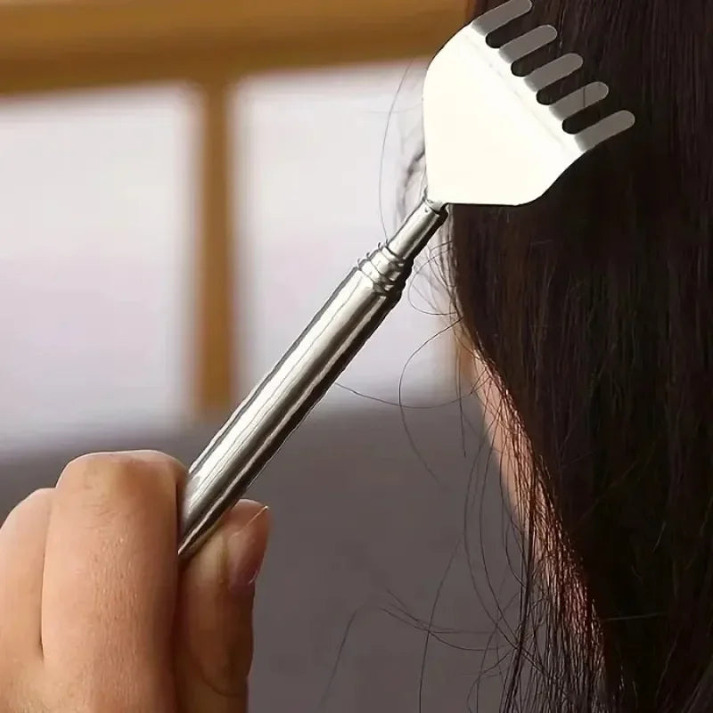 Silvery Portable Telescopic Back Scratcher Extendable Stainless Steel for Men & Women Gift for Mothers And Fathers Qme