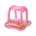Baby Pool Float with Sun Protection Canopy Blow Up Swimming Pool Toys for Toddlers Baby Pool Float Toddler Pool Float for Baby Qme Pink