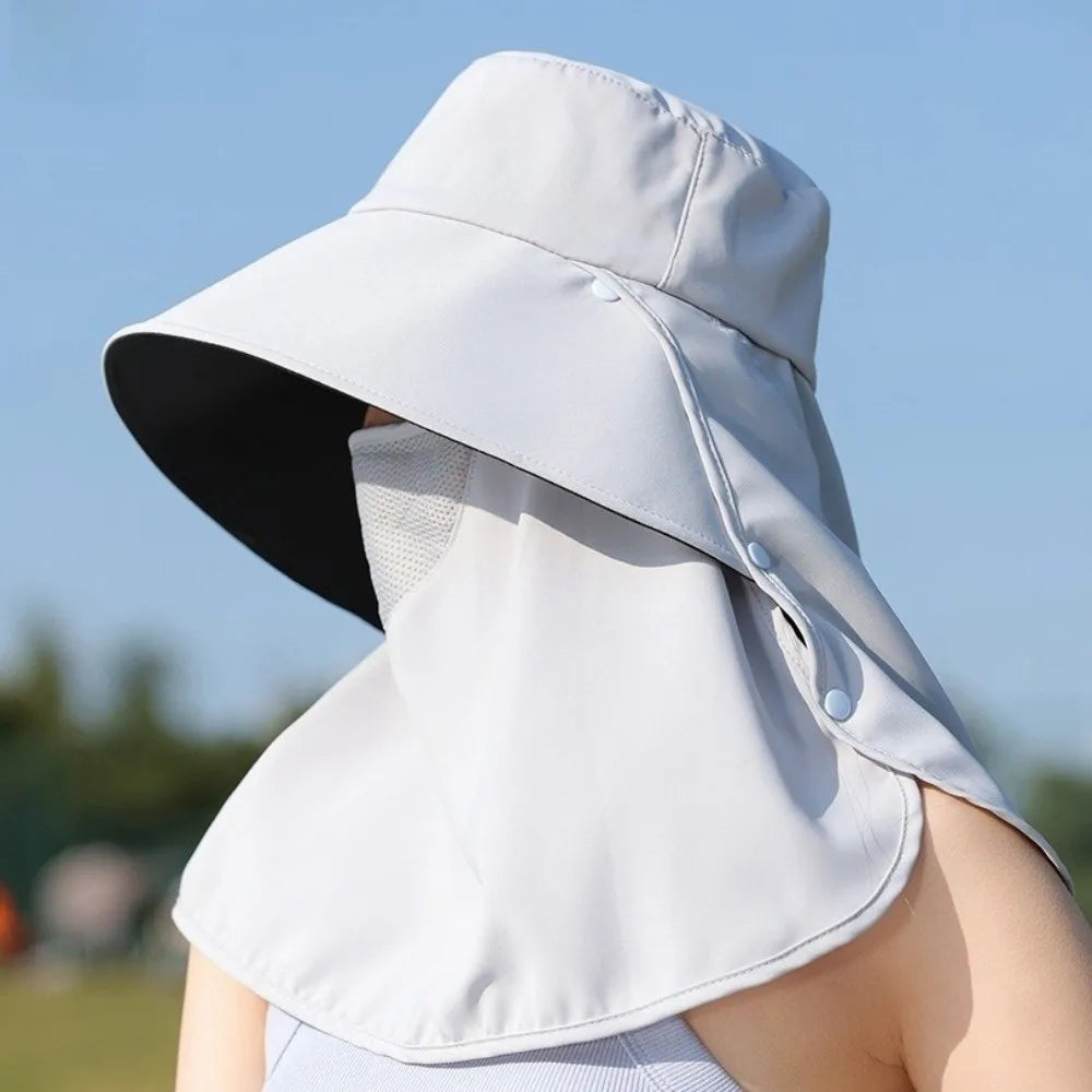 Wide Brim Sunscreen Fisherman Hat Lightweight Full Face Cover Qme