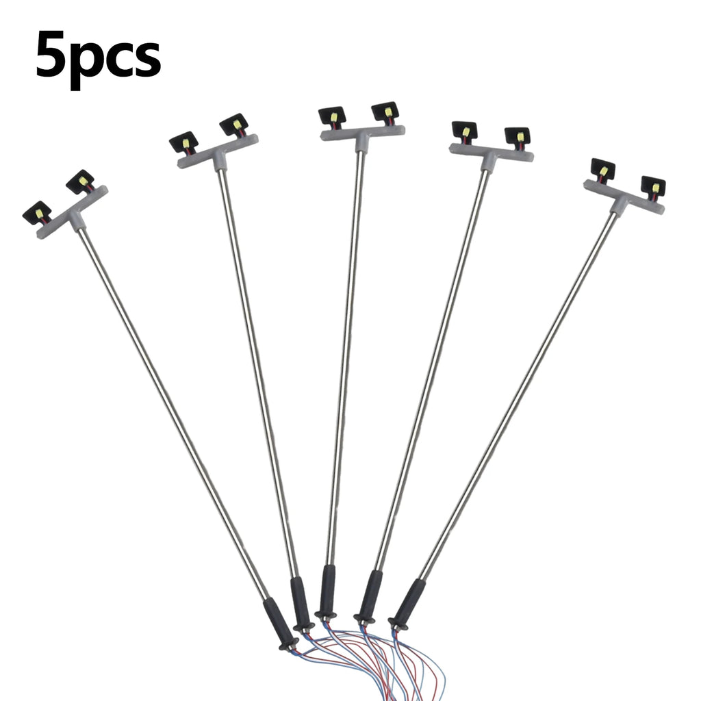 5 Pack Model Railway Yard Lights Twin LED Lamps OO 00 Guage Flood Light 1:76 Model Railroads 5*Twin LED Yard Lights Qme