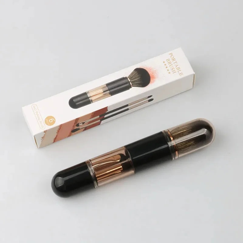 6-in-1 Double Sided Makeup Brush Retractable Portable Mini Travel Qme