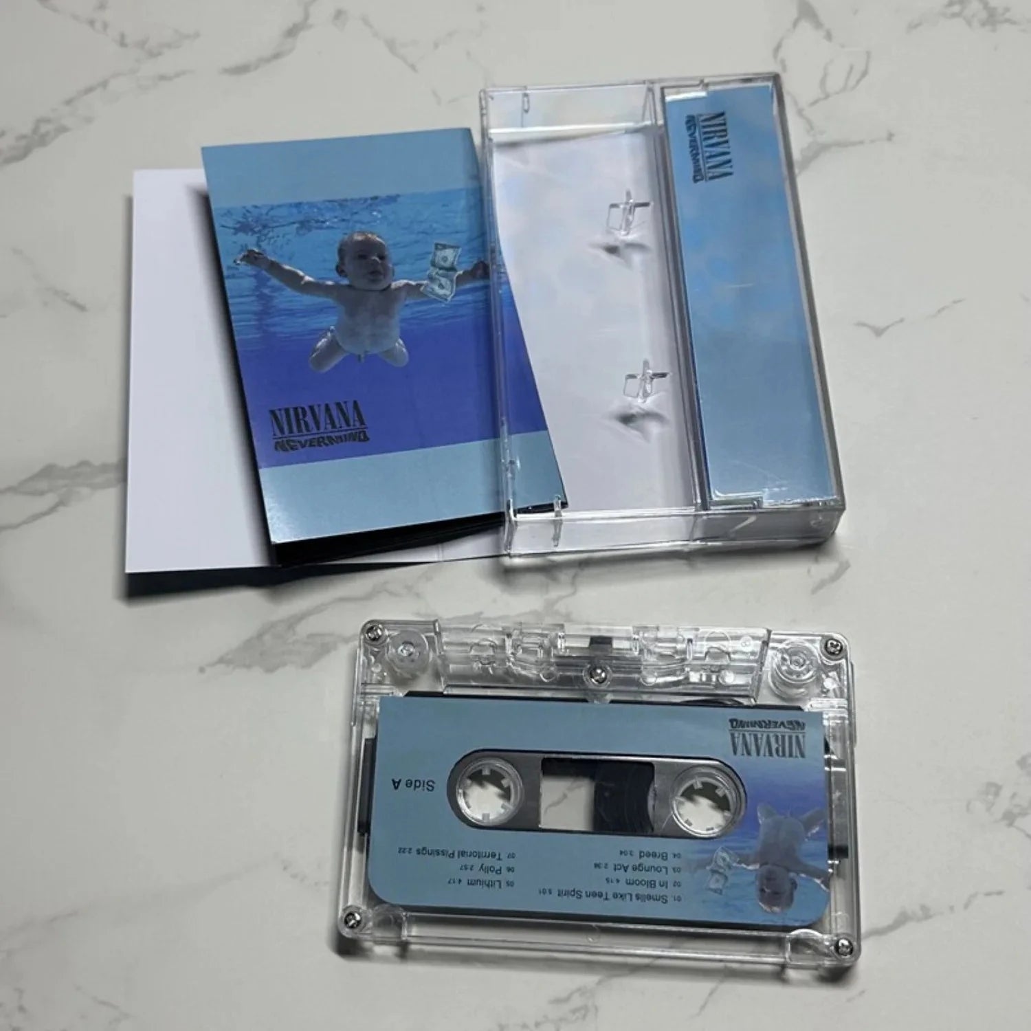 Vintage Rock Themed Cassette Tape, Blue Pool Art Cover, Retro Analog Audio Media for Music Fans & Vintage Collectors Qme