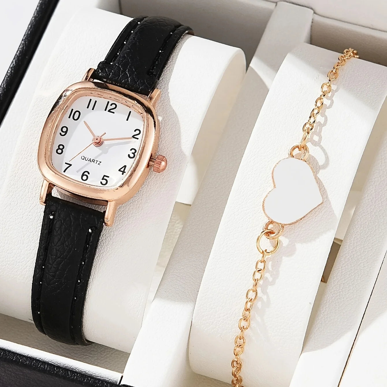 1pc Glitter Dial Square Dial Quartz Watch & 1pc Bracelet Fancy Women Watches Jewelry Sophisticated And Stylish Women Watch Qme Set 2
