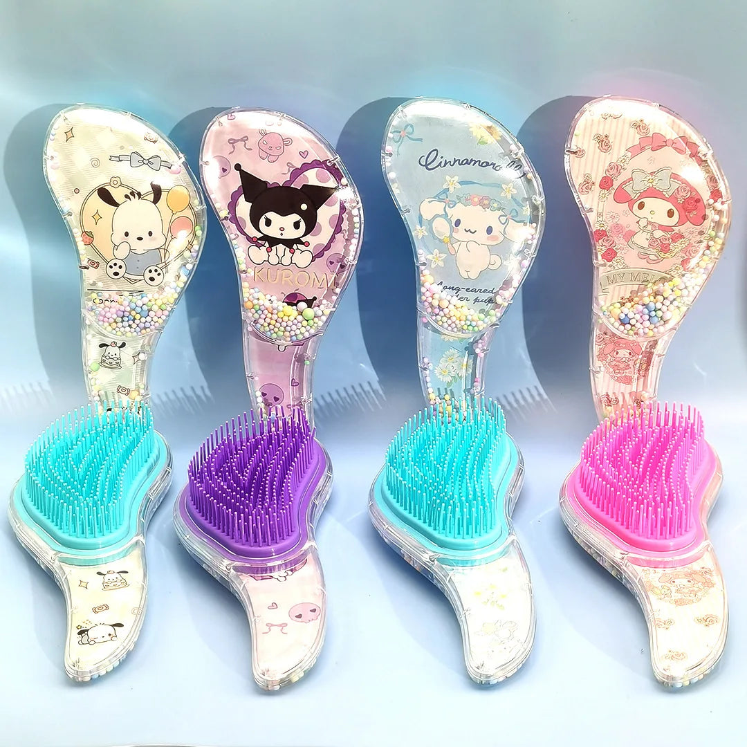 Hello Kitty Kuromi S-Shaped Transparent Cartoon Comb Student Anti-Tangle Massage Comb Hair-Smoothing Plastic Hair Comb Qme 008 Random Style