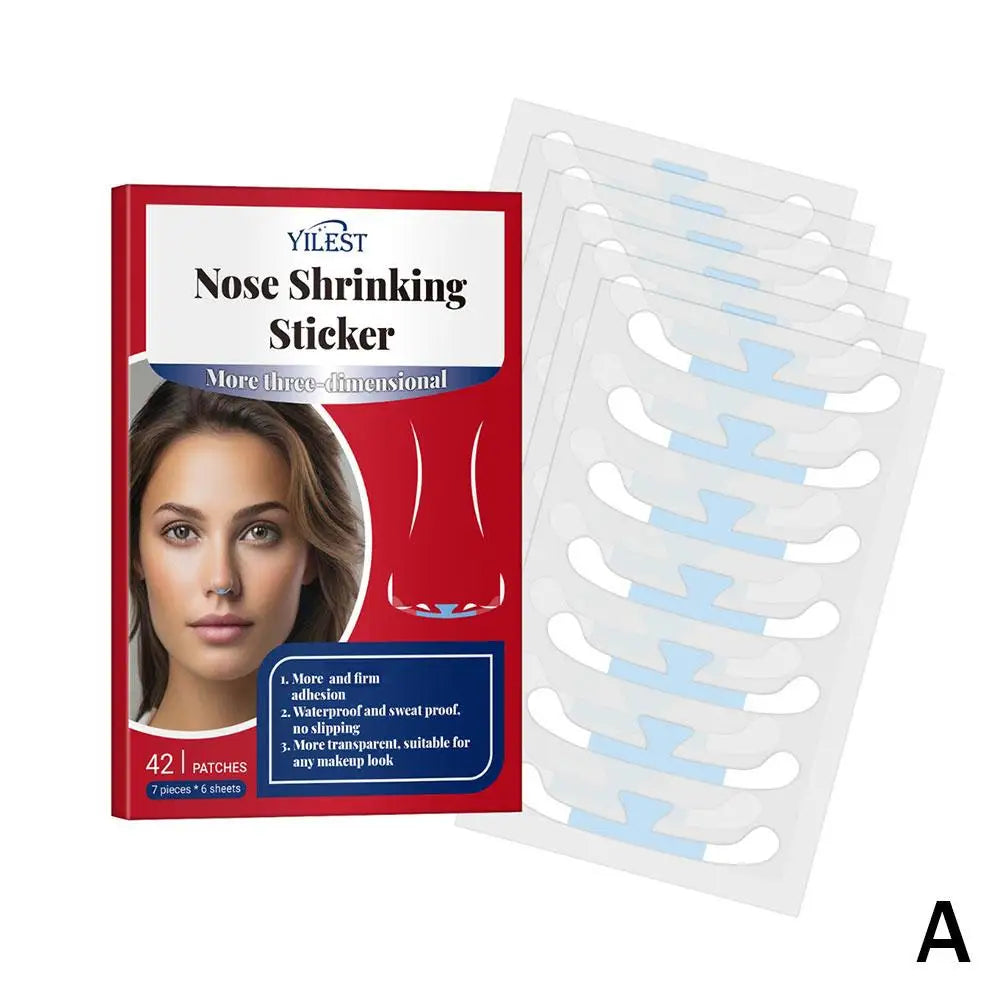 42PCs Shrinking Nose Wing Stickers Invisible Nose Shrink Patch For Cosplay Special Nose Shrink Beauty Strips Nose Shaper Lifting Qme 42pcs-C CN
